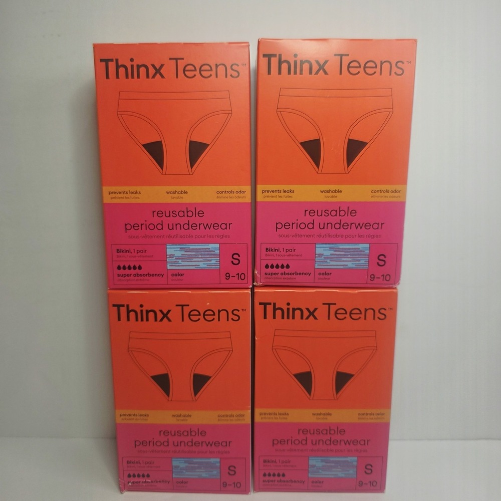 NEW 4 Boxes Thinx Teens Reusable Period Underwear size Small 9-10